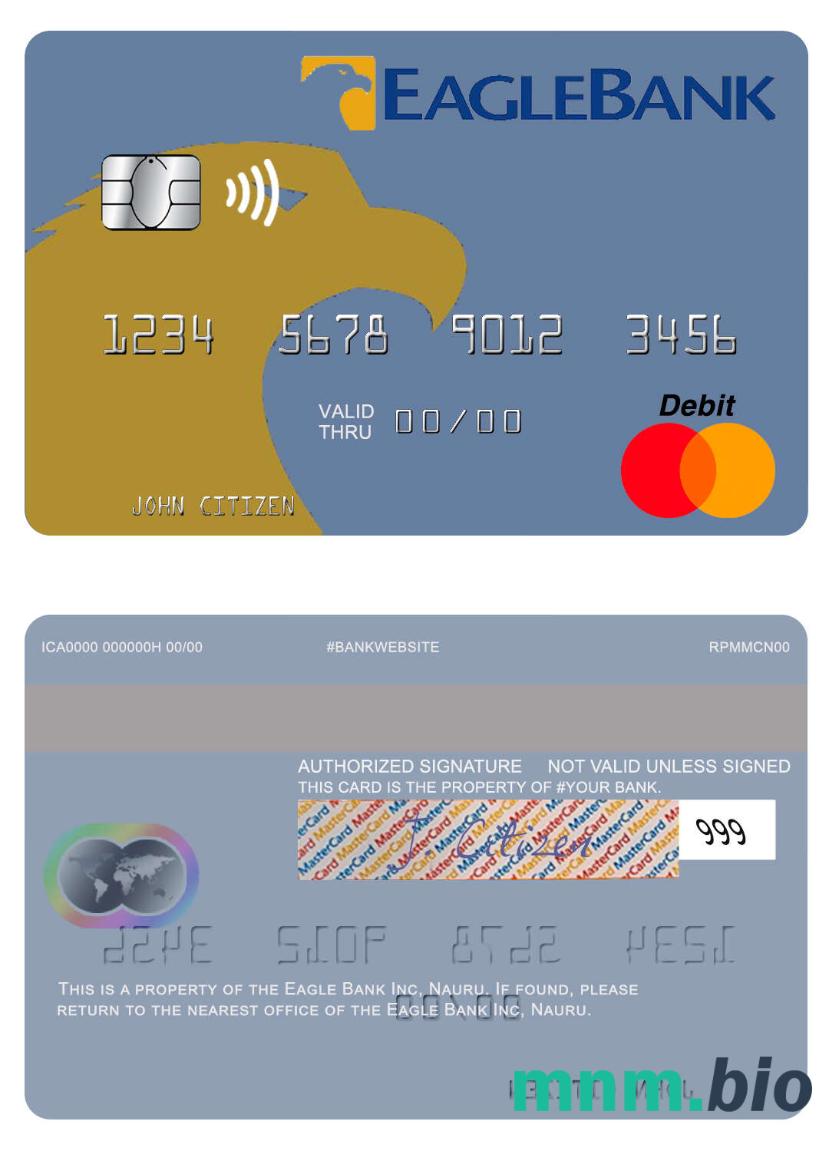 Nauru Eagle Bank Inc przykład karty mastercard w formacie PSD
